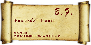 Benczkó Fanni névjegykártya